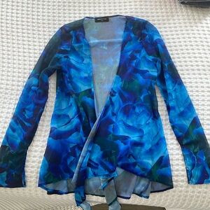 White Fox long sleeve floral tie front top